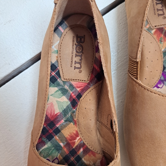 Born Casual Slip-On Flats Tan Leather With Plaid Lining Women's Shoe Size 6.5 - Picture 4 of 10